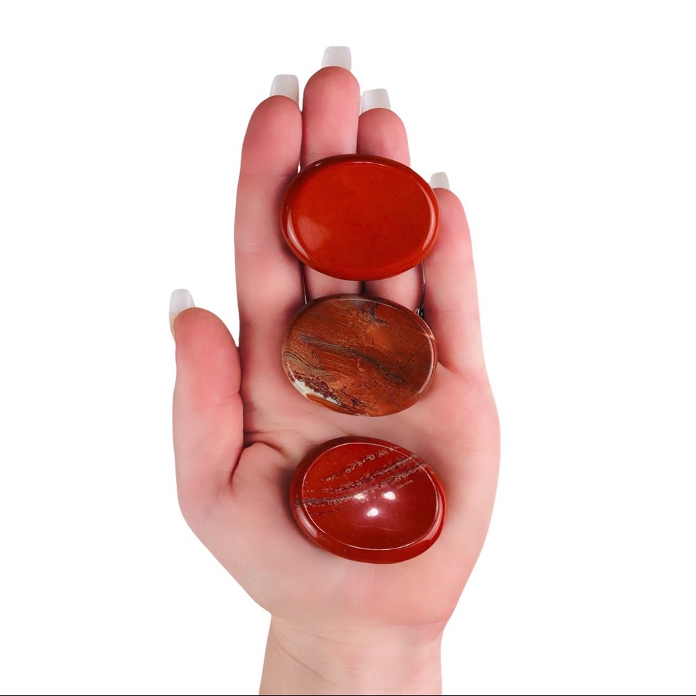 Red Jasper oval worry stone palm stone thumb stone rock healing crystal gift